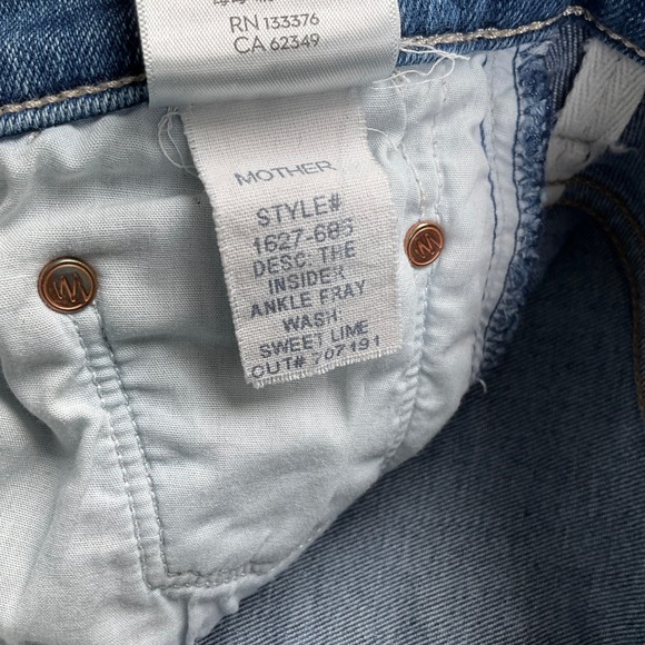 MOTHER Jeans Womens 28 Blue Insider Ankle Fray Sweet Lime Cropped Flare USA VTG - Picture 7 of 15